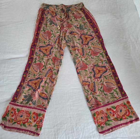 Cynthia Rowley Pants - Cynthia Rowley Floral Straight-Leg Pants in Pink, Green, Orange